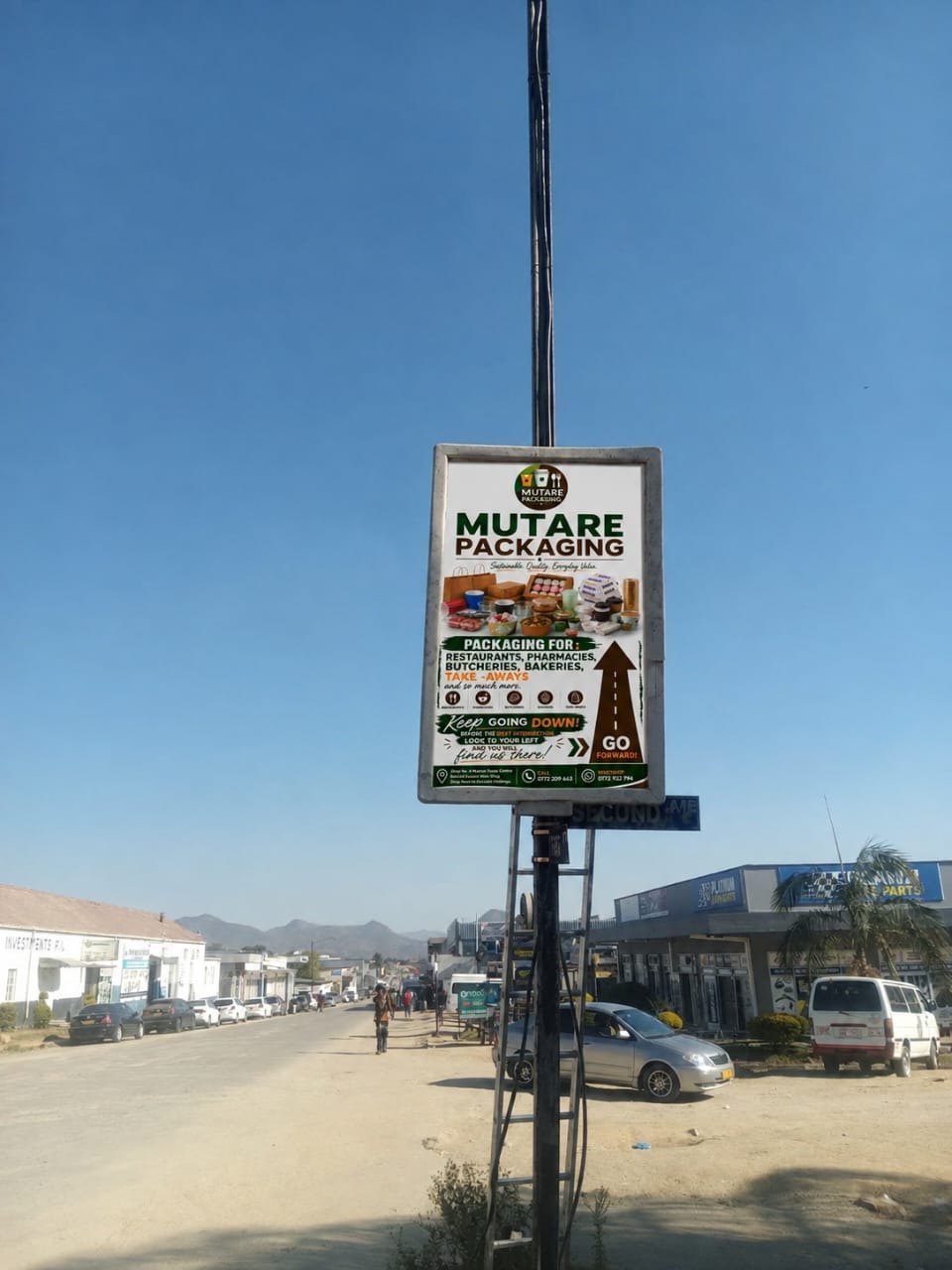 Mutare Packaging street pole advertising panel